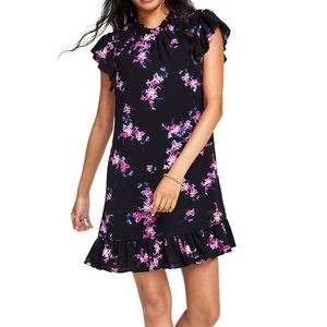 CeCe floral size XL Women's Short Sleeve Floral-Print Ruffled Shift Dress